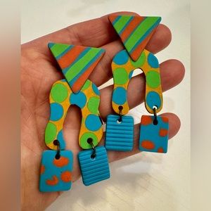 80's Vibe Handcrafted Artisan Earrings | Charleston Clay Jewelry |